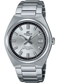 Quarzuhr CASIO EDIFICE, grau (grau, edelstahlfarben), Armbanduhren, Herren, Quarzuhr, Armbanduhr, Herrenuhr, Edelstahlarmband, analog, Tag, Neo-Display