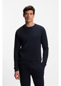 Sweatshirt BOSS "Structure", Herren, Gr. L, dunkelblau 403, Sweatware, Obermaterial: 60% Baumwolle, 40% Polyester, unifarben, regular fit, Rundhals, B&uuml;ndchen, Sweatshirts Sweatshirt