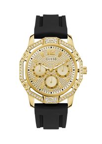 Multifunktionsuhr Guess "REGAL", schwarz, Armbanduhren, Damen, Multifunktionsuhr, Quarzuhr, Armbanduhr, Herrenuhr, Silikonarmband, Datum