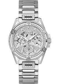 Multifunktionsuhr Guess "QUEEN", silber (silberfarben), Armbanduhren, Damen, Multifunktionsuhr, Armbanduhr, Quarzuhr, Damenuhr