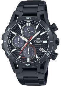 Chronograph CASIO EDIFICE, schwarz (rot, schwarz), Armbanduhren, Herren, Chronograph, Armbanduhr, Solar, Herrenuhr, Edelstahlarmband, analog, Tag