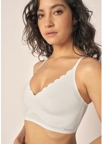 Bustier Skiny "Micro Essentials", Damen, Gr. 36, N-Gr, wei&szlig;, Obermaterial: 72% Polyamid, 28% Elasthan, unifarben, Basic, k&ouml;rpernah, BHs Bustier, herausnehmbare Pads, nahtlos, V-Ausschnitt, ohne B&uuml;gel