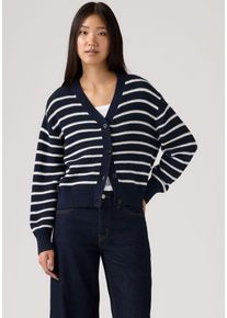 Levi's Cardigan LEVI'S "SNOWFLAKE CARDIGAN", Damen, Gr. M (38), susanne stripe navy blazer novelty stitch, Strick, Obermaterial: 100% Baumwolle, gestreift, l&auml;ssig geschnitten h&uuml;ftlang, V-Ausschnitt, B&uuml;ndchen, Strickjacken Cardigan, gestreift, mit Knopfleiste