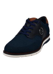 Slip-On Sneaker Bugatti, Herren, Gr. 46, blau (navy, cognac), Lederimitat, Textil, Schuhe Slip-On Sneaker, mit elastischen Gummiz&uuml;gen