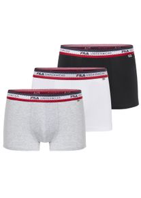 Boxershorts Fila "MAN BOXER SHORTS", Herren, Gr. XXL, wei&szlig; (schwarz, wei&szlig; grau), Obermaterial: 95% Baumwolle, 5% Elasthan. Obermaterial 2: 67% Baumwolle, 28% Polyester, 5% Elasthan, unifarben, k&ouml;rpernah, Unterhosen Boxershorts, elastischer Logo-Webbund, ohne Eingriff