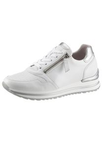 Keilsneaker Gabor "TURIN", Damen, Gr. 43, silber (wei&szlig;, silberfarben), Kalbsleder, Ziegenleder, kontrastfarbene Details, Schuhe Keilsneaker, mit silberfarbenen Details, Freizeitschuh, Halbschuh, Schn&uuml;rschuh, Topseller