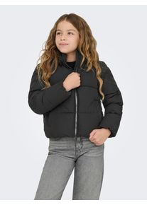 Steppjacke KIDS Only "KOGDOLLY SHORT PUFFER JACKET OTW", M&auml;dchen, Gr. 134, schwarz, Web, Obermaterial: 60% Polyester, 40% Nylon, unifarben, normal h&uuml;ftlang, Jacken Steppjacke, mit abnehmbarer Kapuze