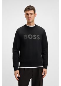 Sweatshirt BOSS Green "Salbo", Herren, Gr. M, schwarz (schwarz001), Sweatware, Obermaterial: 95% Baumwolle, 5% Elasthan, unifarben, regular fit, Rundhals, eingesetzt B&uuml;ndchen, Sweatshirts Sweatshirt, mit Logodruck