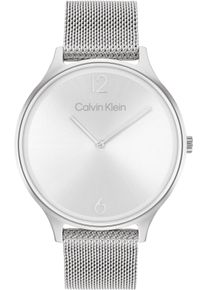 Quarzuhr Calvin Klein "TIMELESS 2H", silber (silberfarben), Armbanduhren, Damen, Quarzuhr, Armbanduhr, Damenuhr, Mineralglas, Edelstahlarmband