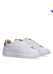Sneaker Tommy Hilfiger, M&auml;dchen, Gr. 38, wei&szlig;, metallic, Lederimitat, Schuhe Sneaker, Schn&uuml;rschuh, Halbschuh, Capsule Sneaker mit farblicher Logoverzierung