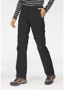 Trekkinghose Polarino, Damen, Gr. 46, N-Gr, schwarz (schwarz (trekkinghose aus best&auml;ndigem material)), Obermaterial: 92% Polyamid, 8% Elasthan, unifarben, bequem lang, Hosen Trekkinghose, mit abzippbaren Beinen