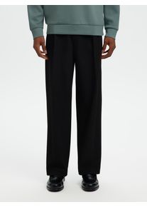 Chinohose Selected "SLH220-LOOSE FINN FLEX PANTS NOOS", Damen, Gr. S, N-Gr, schwarz, Web, Obermaterial: 62% Polyester, 33% Viskose, 5% Elasthan, unifarben, weit normal, Hosen Chinohose