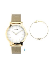 Quarzuhr Timex "TRANSCEND", goldfarben, Armbanduhren, Damen, Quarzuhr, Armbanduhr, Damenuhr, Edelstahlarmband, Geschenkidee, analog