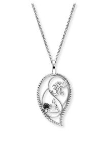 Kette mit Anh&auml;nger Engelsrufer "Yin Yang Tropfen Buddha und Om", schwarz (silberfarben, kristallwei&szlig;, schwarz), Halsketten, Damen, Silber 925 (Sterlingsilber), L: 50 B: 1,42mm, Kette mit Anh&auml;nger, Made in Germany - mit Zirkonia (synth.), B:1,42mm