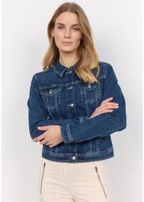 Jeansblazer soyaconcept "SC-KIMBERLY 3", Damen, Gr. M, blau (2494 dunkelblau denim), Denim/Jeans, Obermaterial: 81% Baumwolle, 17% Polyester, 2% Elasthan, unifarben, tailliert taillenbedeckt, Blazer Jeansblazer, taillierte Form
