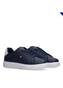 Sneaker Tommy Hilfiger, Damen, Gr. 36, blau, wei&szlig;, Lederimitat, Schuhe Sneaker, Schn&uuml;rschuh, Halbschuh Retro Sneaker mit Logoverzierung