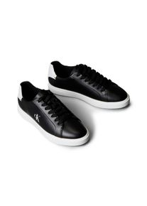 Sneaker Calvin Klein "LOW PRO CUP LACEUP LTH MOIRE", Damen, Gr. 40, schwarz, wei&szlig;, Leder, Lederimitat, unifarben mit Farbeinsatz, Schuhe Sneaker, Halbschuh, Schn&uuml;rschuh, Freizeitschuh mit heller Laufsohle