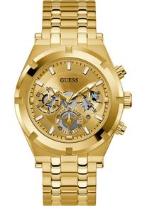 Multifunktionsuhr Guess "CONTINENTAL", gold (goldfarben), Armbanduhren, Damen, Multifunktionsuhr, Armbanduhr, Quarzuhr, Herrenuhr