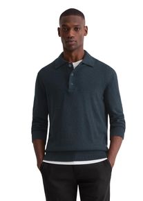 Marc O'Polo Polokragenpullover MARC O'POLO "regular fit aus Bio-Baumwoll-Boucl&eacute;", Herren, Gr. S, schwarz navy, Strick, Obermaterial: 94% Baumwolle, 6% Polyester, regular fit normal, B&uuml;ndchen, Pullover Polokragenpullover