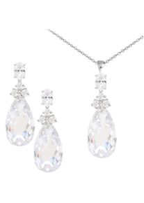 Schmuckset Firetti "Multipack Schmuck Geschenk Silber 925 Halskette Ohrstecker Tropfen", silber (silberfarben, kristallwei&szlig;, kristallwei&szlig;), Schmuck_Sets, Damen, Silber 925 (Sterlingsilber), Schmuckset, mit Zirkonia (synth.)
