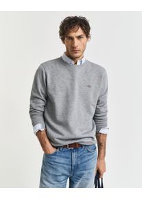 Sweatshirt Gant "REG SHIELD C-NECK SWEAT", Herren, Gr. S, grau (grau melange), Sweatware, Obermaterial: 87% Baumwolle, 13% Polyester, meliert, regular fit h&uuml;ftlang, Rundhals, elastischer Bund, Sweatshirts Sweatshirt, mit Logostickerei auf der Brust