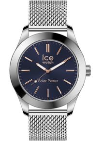Ice Watch Solaruhr ICE-WATCH "ICE steel - Medium - SOLAR 3H", silber (silberfarben, blau), Armbanduhren, Damen, Solaruhr, Armbanduhr, Herrenuhr, Edelstahlarmband, bis 10 bar wasserdicht