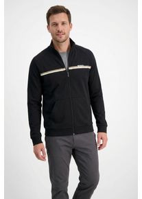 Sweatjacke BOSS "Authentic", Herren, Gr. S, schwarz 001, Sweatware, Obermaterial: 100% Baumwolle, unifarben, regular fit normal, B&uuml;ndchen, Sweatjacken Sweatjacke, mit Streifen und Logo, regular fit