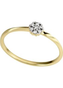 Fingerring Firetti "Schmuck Geschenk Gold 333 Damenring Verlobung Blume floral bicolor" Gr. 16, gold (gelbgoldfarben, wei&szlig;goldfarben), Fingerringe, Damen, 16, 0,07 P2 = erkennbare Einschl&uuml;sse, Diamanten Gelbgold 333, 1,35mm, Diamanten, Gelbgold 333, Fingerring, mit Brillanten