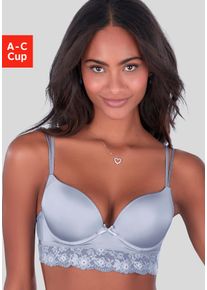 Push-up-BH Vivance "Anisa", Damen, Gr. 75, Cup C, hellblau, Microtouch, Obermaterial: 60% Polyamid, 35% Polyester, 5% Elasthan, BHs Push-up-BH, mit B&uuml;gel und Spitze entlang der Unterbrust, sexy Dessous
