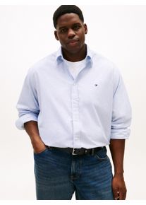 Tommy Hilfiger Big & Tall Langarmhemd "BT - FLEX POP FAKESOLID", Herren, Gr. 5XL, N-Gr, bold blau, Web, Obermaterial: 100% Baumwolle, TOMMY HILFIGER BIG & TALL, regular fit normal, Manschette, Hemden Langarmhemd, regular fit, Button-down-Kragen, Gro&szlig;e Gr&ouml;&szlig;en, Topseller