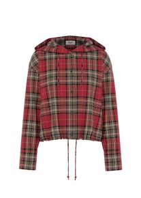 JOOP! Hemdbluse JOOP JEANS "Bridget", Damen, Gr. XS, rot (open rot), Web, Obermaterial: 100% Baumwolle, gemustert, kariert, mehrfarbig, regular fit normal, Rundhals, eingesetzt gerader Abschluss, Blusen Hemdbluse, mit Karomuster