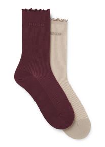 Basicsocken HUGO UNDERWEAR "2P RS LETTUCE CC W", Damen, Gr. 39-42, schwarz lila 506, Baumwollmischung, normal, Socken Basicsocken, Bund leicht gekr&auml;uselt