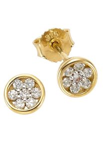 Paar Ohrstecker Firetti "Schmuck Geschenk Gold 375 Ohrschmuck", gold (gelbgoldfarben, wei&szlig;, kristallwei&szlig;), Ohrringe, Damen, 5,5mm, Gelbgold 375, Paar Ohrstecker, mit Zirkonia (synth.)
