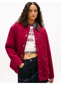 Outdoorjacke Tommy Jeans "TJW TWILL JACKET CORD COLLAR", Damen, Gr. S (36), lavish cerise, Web, Obermaterial: 100% Baumwolle, unifarben, regular fit, Jacken Outdoorjacke