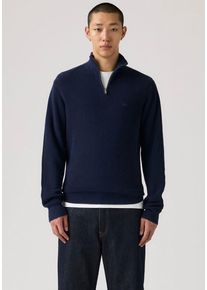 Levi's Strickpullover LEVI'S "HM QUARTER ZIP SWEATER", Herren, Gr. L, naval academy, Strick, Obermaterial: 100% Baumwolle, unifarben, normal h&uuml;ftbedeckend, Rundhals, B&uuml;ndchen, Pullover Strickpullover, mit Zipper und Struktur