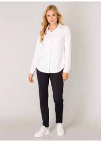 Langarmbluse Base Level "Tamara", Damen, Gr. 46, wei&szlig;, Web, Obermaterial: 75% Polyamid, 25% Elasthan, unifarben, tailliert h&uuml;ftbedeckend, Rundhals, 1-Knopf-Manschette, Blusen Langarmbluse, mit Stretch und Knopfleiste