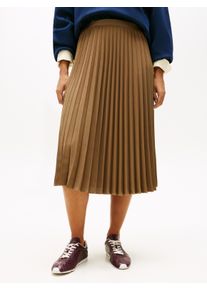 Plisseerock Tommy Hilfiger "FLUID PLEATED PULL ON MIDI SKIRT", Damen, Gr. 44, nordic taupe, Web, Obermaterial: 100% Polyester, unifarben, regular fit wadenlang, R&ouml;cke Plisseerock