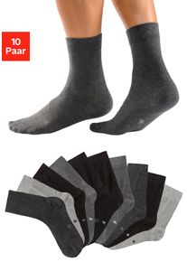 H.I.S. Basicsocken H.I.S, Damen, Gr. 39-42, schwarz (4x schwarz, 2x anthrazit, meliert, 2x grau, meliert, 2x hellgrau, meliert), Baumwollmischung, uni und meliert, elastisch, Socken Basicsocken, mit eingestrickten Symbolen, Topseller