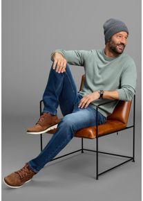 Rundhalspullover DELMAO "Neue Kollektion Feinstrick", Herren, Gr. 3XL (64/66), gr&uuml;ngrau, Strick, Obermaterial: 100% Baumwolle, unifarben, Basic, Basic schmal, Rundhals, Rippb&uuml;ndchen, Pullover Rundhalspullover, in Feinstrick, ideal f&uuml;r die &Uuml;bergangszeit