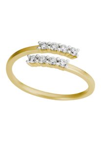 Fingerring Firetti "Schmuck Geschenk Gold 375 Damenring Goldring Fantasie" Gr. 18, gold (gelbgoldfarben, wei&szlig;goldfarben, kristallwei&szlig;), Fingerringe, Damen, 18, Gelbgold 375, 1,4mm, Fingerring, mit Zirkonia (synth.)