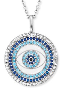 Kette mit Anh&auml;nger Engelsrufer "LUCKY EYE", blau (silberfarben, blau, kristallwei&szlig;, hellblau, schwarz), Halsketten, Damen, Silber 925 (Sterlingsilber), L: 50, Kette mit Anh&auml;nger, mit Emaille - mit Zirkonia (synth.)