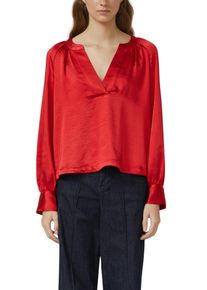 Satinbluse s.Oliver, Damen, Gr. 40, salsa rot, Web, Obermaterial: 100% Polyester, unifarben, l&auml;ssig geschnitten h&uuml;ftbedeckend, V-Ausschnitt, Blusen Satinbluse