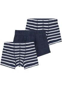Trunk name it "NKMTIGHTS 3P NOOS", Jungen, Gr. 104, 3 Stk., blau (schwarz sapphir), Jersey, Obermaterial: 95% Baumwolle, 5% Elasthan, gestreift, eng, Unterhosen Trunk, normal, Jersey, abgestepptes B&uuml;ndchen