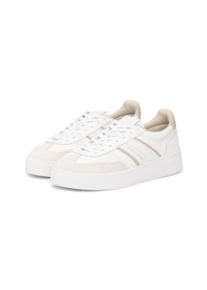 Plateausneaker Tommy Jeans "THE GREENWICH EDGE FLATFORM", Damen, Gr. 42, beige, hellbraun, Leder, Lederimitat, Veloursleder, Schuhe Plateausneaker, Freizeitschuh, Halbschuh, Schn&uuml;rschuh mit Logoschriftzug