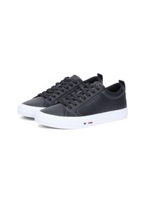 Sneaker Tommy Hilfiger "HARLEM STREET LTH", Herren, Gr. 43, schwarz, Leder, Lederimitat, Schuhe Sneaker, Freizeitschuh, Halbschuh, Schn&uuml;rschuh mit TH-Logo -klein ausfallend
