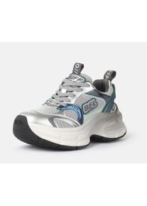 Plateausneaker Buffalo "RIDR ONE", Damen, Gr. 42, grau, silberfarben, gr&uuml;n, Lederimitat, Synthetik, Textil, kontrastfarbene Details, Schuhe Plateausneaker, Halbschuh, Schn&uuml;rschuh, Chunky-Sneaker mit trendy Plateausohle