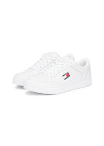 Sneaker Tommy Jeans "TJM CUPSOLE LONG LACE LEATHER", Herren, Gr. 46, ecru, Leder, Lederimitat, Schuhe Sneaker, Freizeitschuh, Halbschuh, Schn&uuml;rschuh mit Ziern&auml;hten