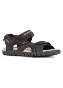 Sandale Geox "UOMO SANDAL STRADA", Herren, Gr. 47, braun (braun, sand), Lederimitat, Schuhe Sandale, Sommerschuh, Klettschuh, Outdoorsandale, im Trekking-Look