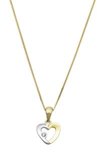 Kette mit Anh&auml;nger Amor "Herz", wei&szlig; (gelbgoldfarben, silberfarben, wei&szlig;), Halsketten, Damen, Gelbgold 375, L: 45, Kette mit Anh&auml;nger, mit Zirkonia (synth.)