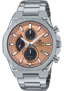 Chronograph CASIO EDIFICE, silber (apricot, silberfarben), Armbanduhren, Herren, Chronograph, Armbanduhr, Solar, Herrenuhr, Edelstahlarmband, analog, Tag